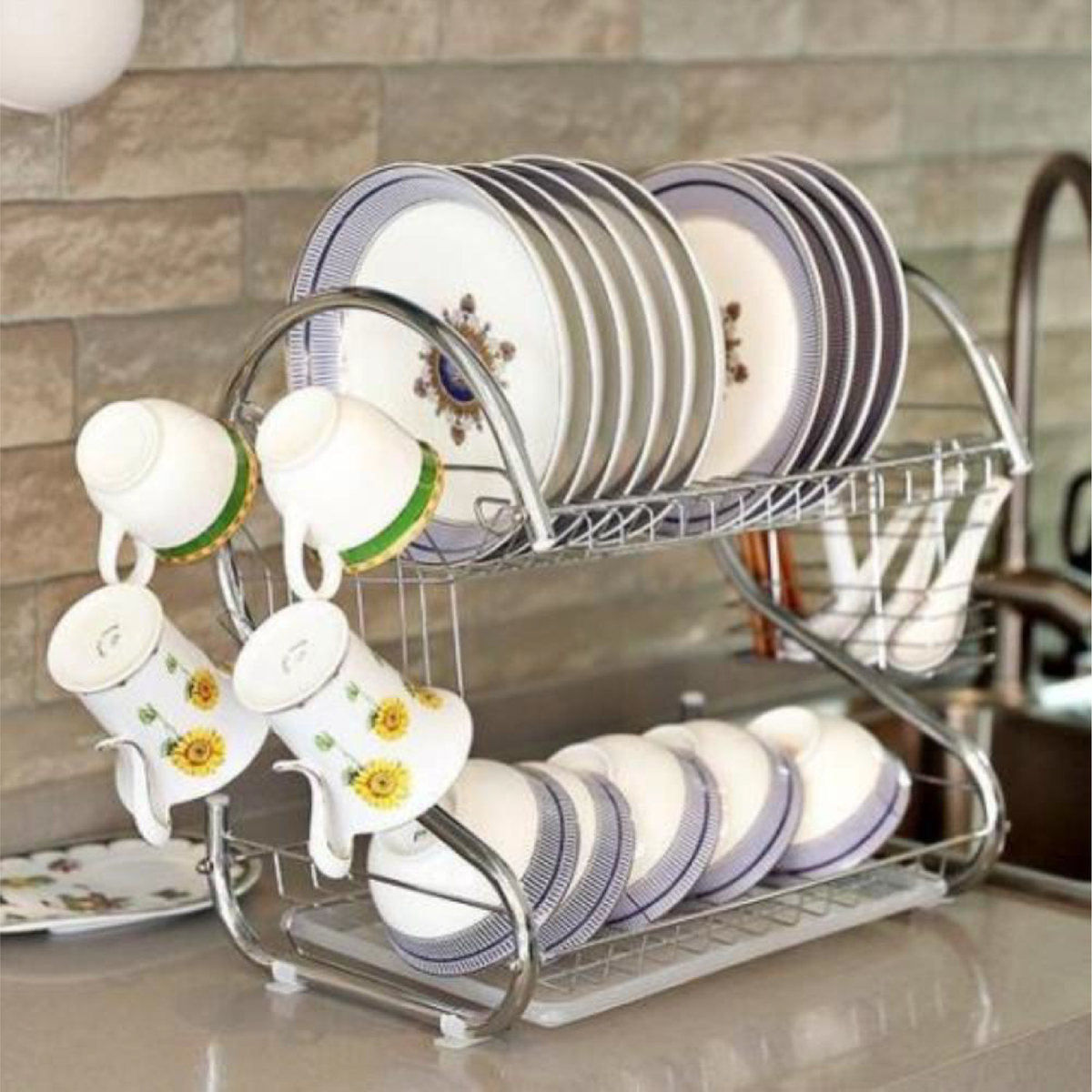 Escurridor de platos trastes cubiertos secador accesorios de cocina 2 Tier  NUEVO